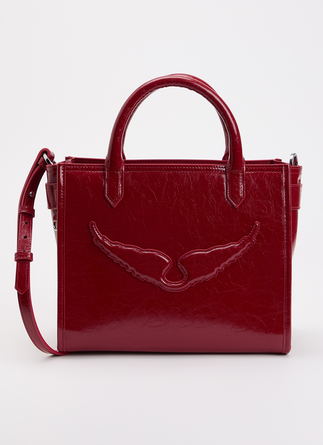 Zadig&Voltaire Angel XS handtas van leer met afneembare schouderriem - voorkant 5 steenrood