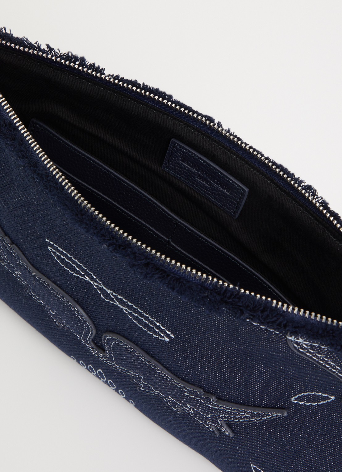 Zadig&Voltaire Angle clutch van denim met borduring - detail 2 indigo