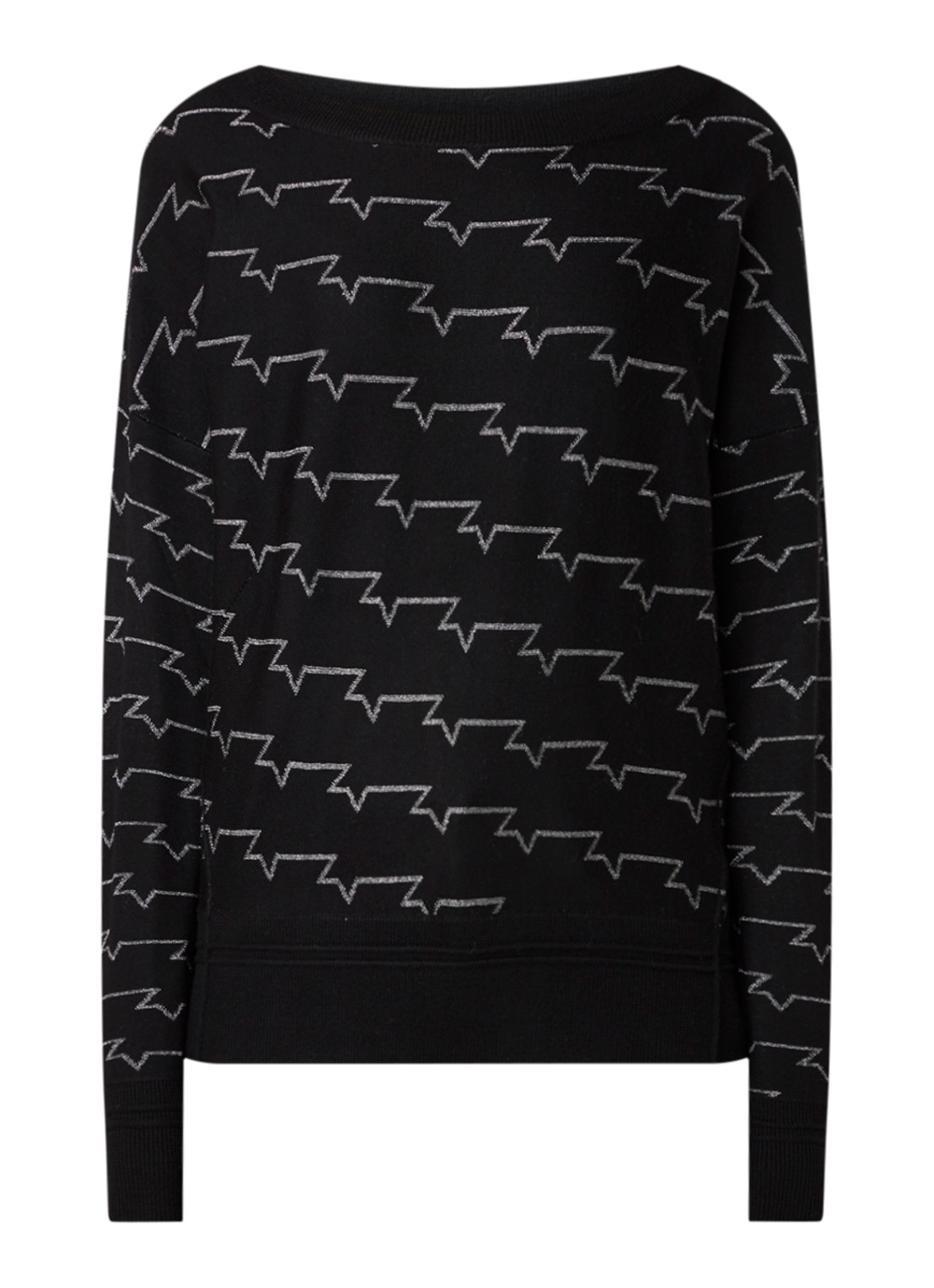 Zadig&Voltaire Anouk pullover in wolblend met lurex - voorkant zwart