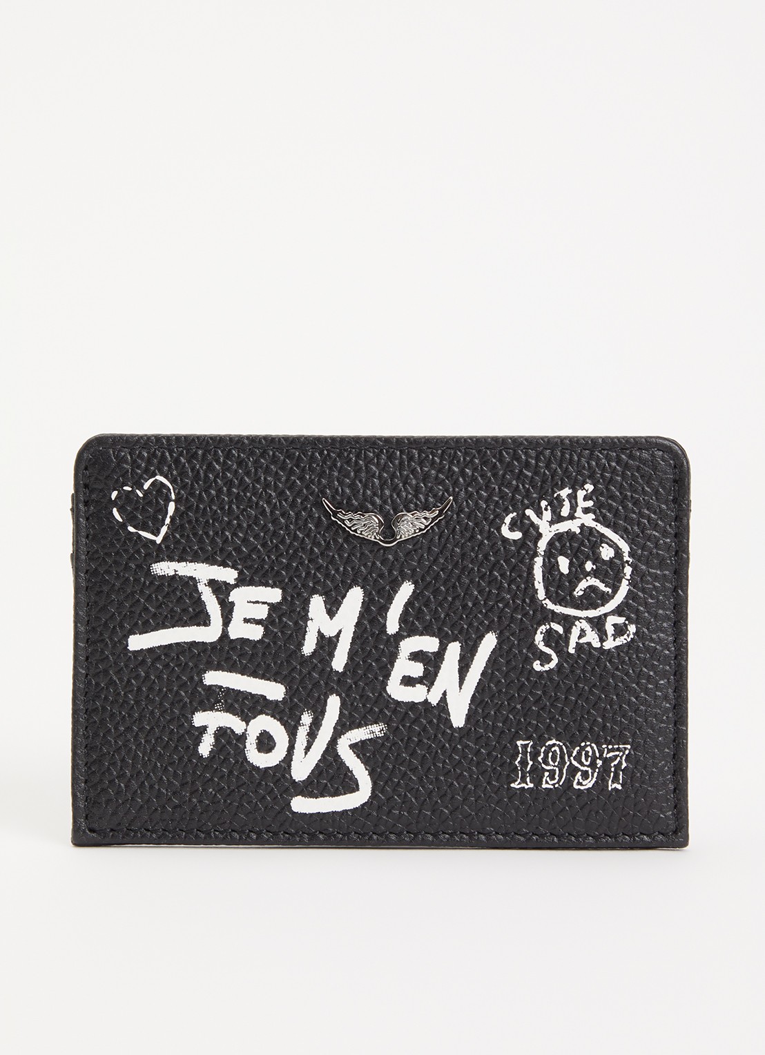Zadig&Voltaire Arty Tag pasjeshouder van leer - voorkant zwart