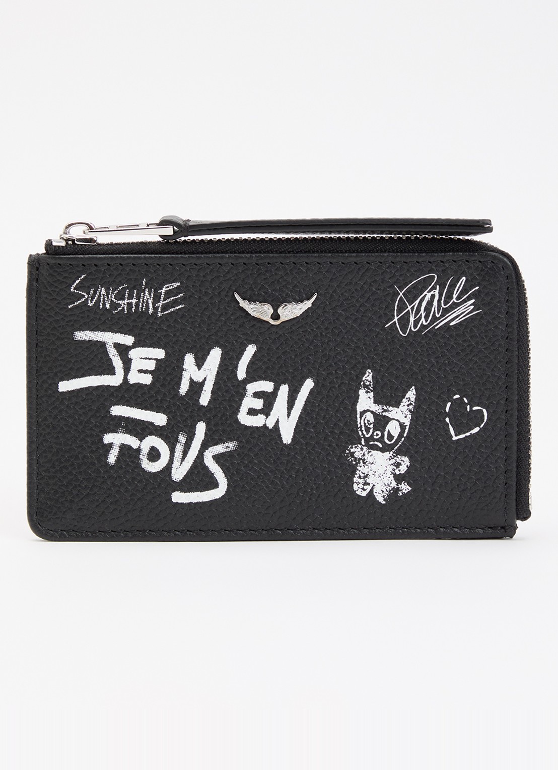Zadig&Voltaire Arty Tag portemonnee van kalfsleer - voorkant zwart
