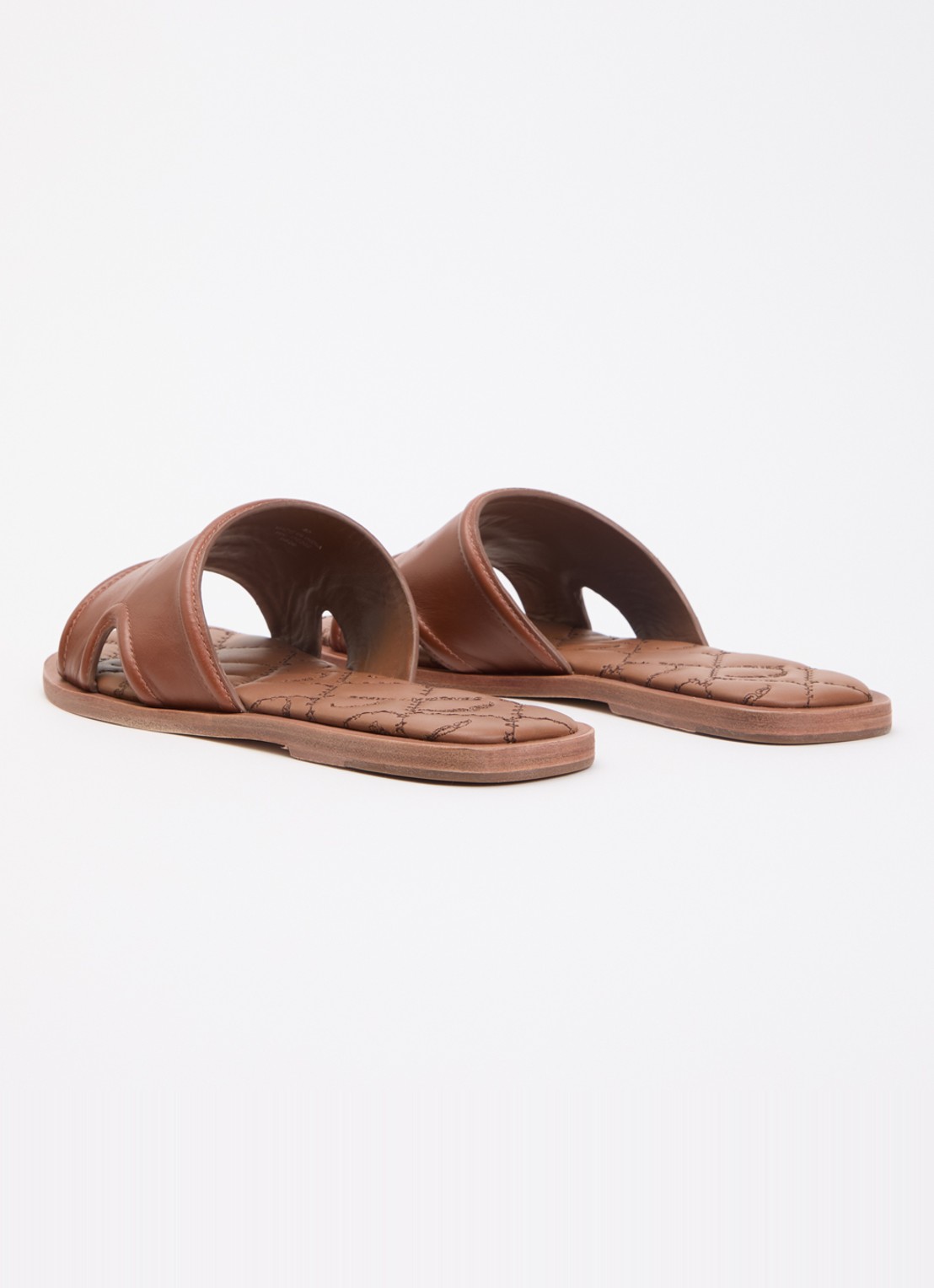 Zadig&Voltaire Beach slipper van leer met logo - achterkant 4 cognac
