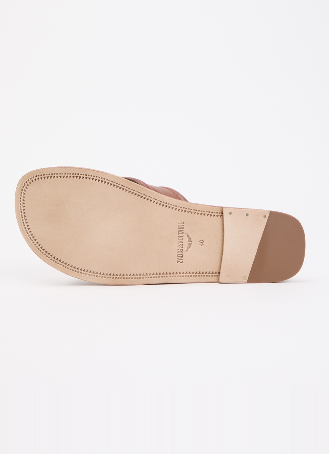 Zadig&Voltaire Beach slipper van leer met logo - detail 3 cognac