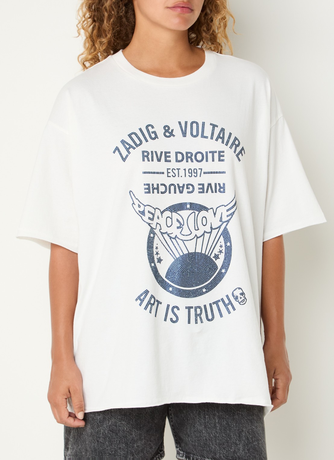 Zadig&Voltaire Berry T-shirt met strass - detail 4 wit