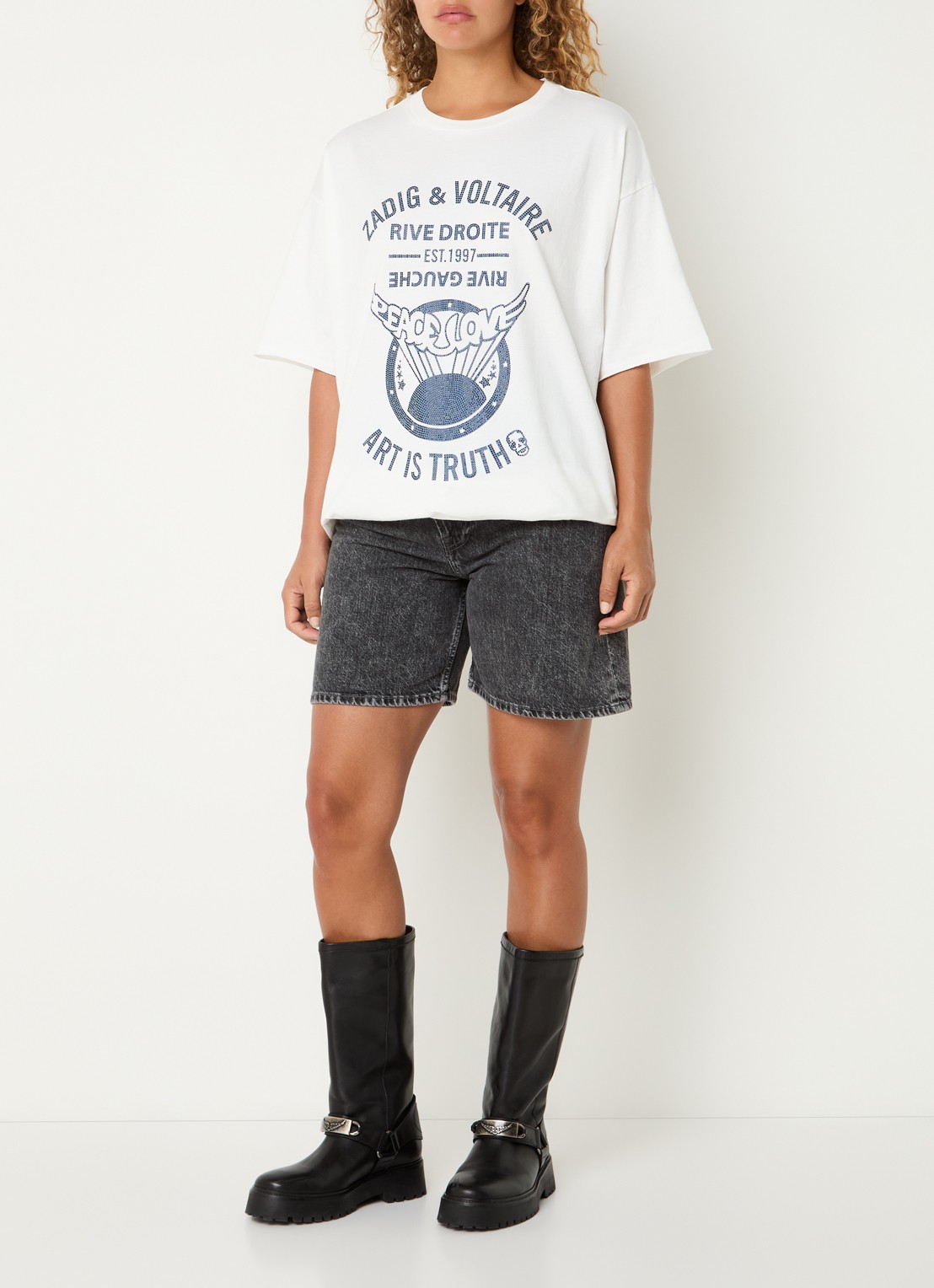 Zadig&Voltaire Berry T-shirt met strass - voorkant 2 wit