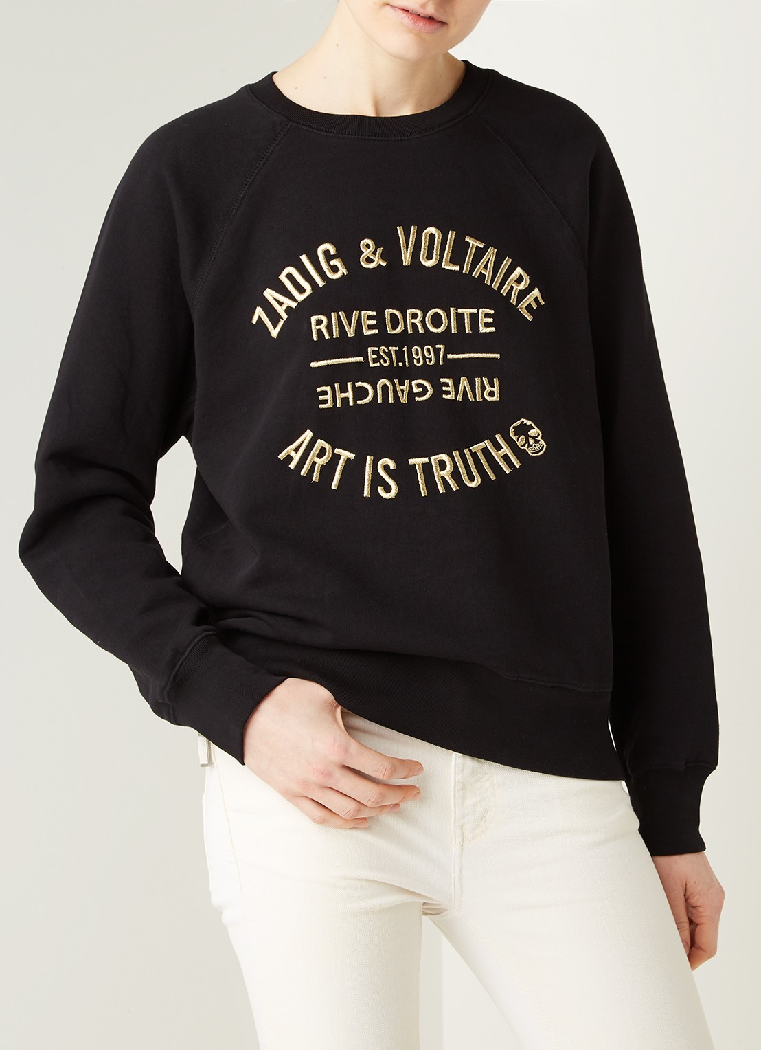 Zadig&Voltaire Blason sweater met metallic logoborduring - detail 4 zwart