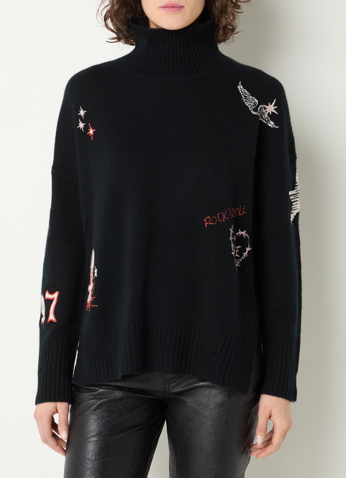 Zadig&Voltaire Bleeza fijngebreide trui van kasjmier met destroyed afwerking - detail 2 zwart