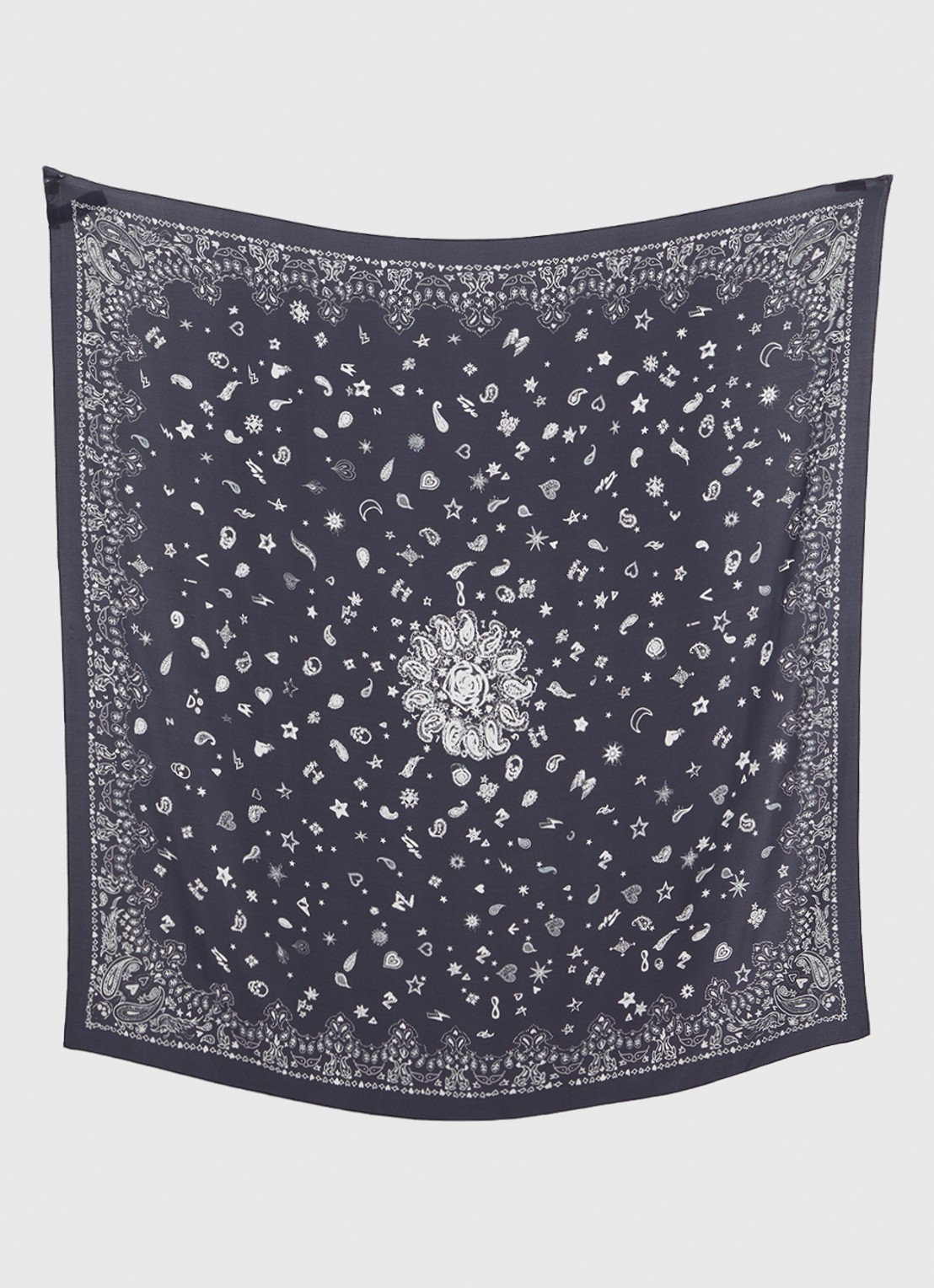 Zadig&Voltaire Blondie bandana van zijde 130 x 130 cm - detail zwart