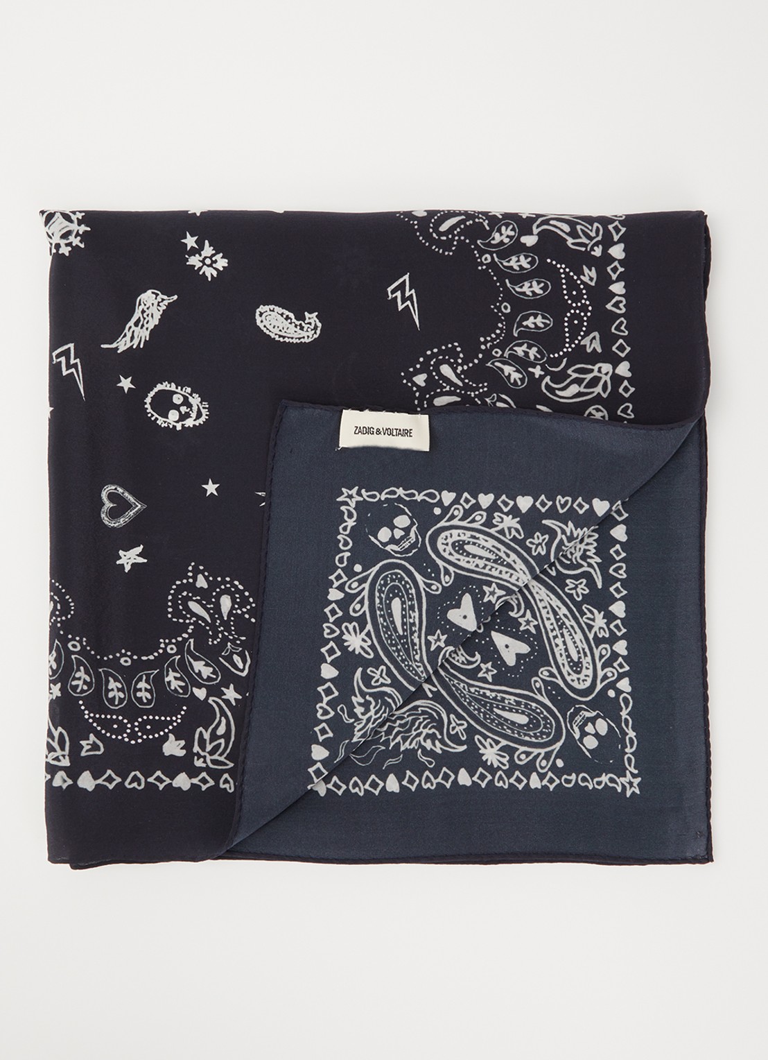Zadig&Voltaire Blondie bandana van zijde 130 x 130 cm - voorkant 3 zwart