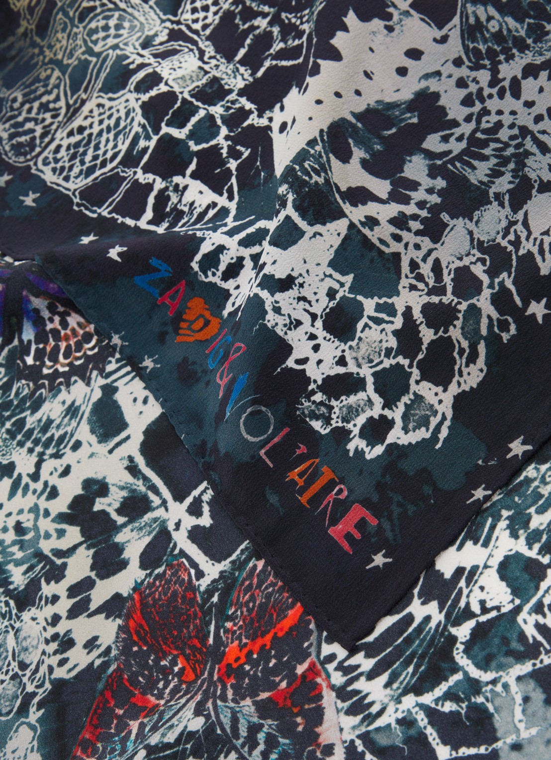 Zadig&Voltaire Blondie Butterfly sjaal van zijde met print 65 x 65 cm - detail 3 zwart