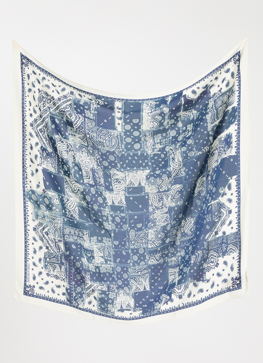 Zadig&Voltaire Blondie Denim sjaal met print 85 x 85 cm - detail indigo