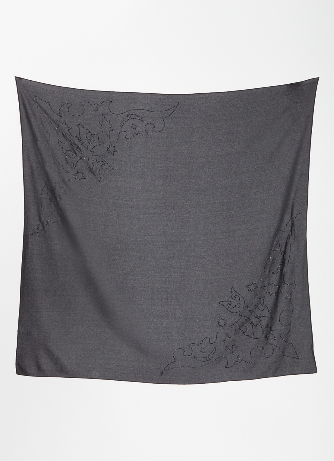 Zadig&Voltaire Blondie Western sjaal van zijde met strass 85 x 85 cm - detail zwart