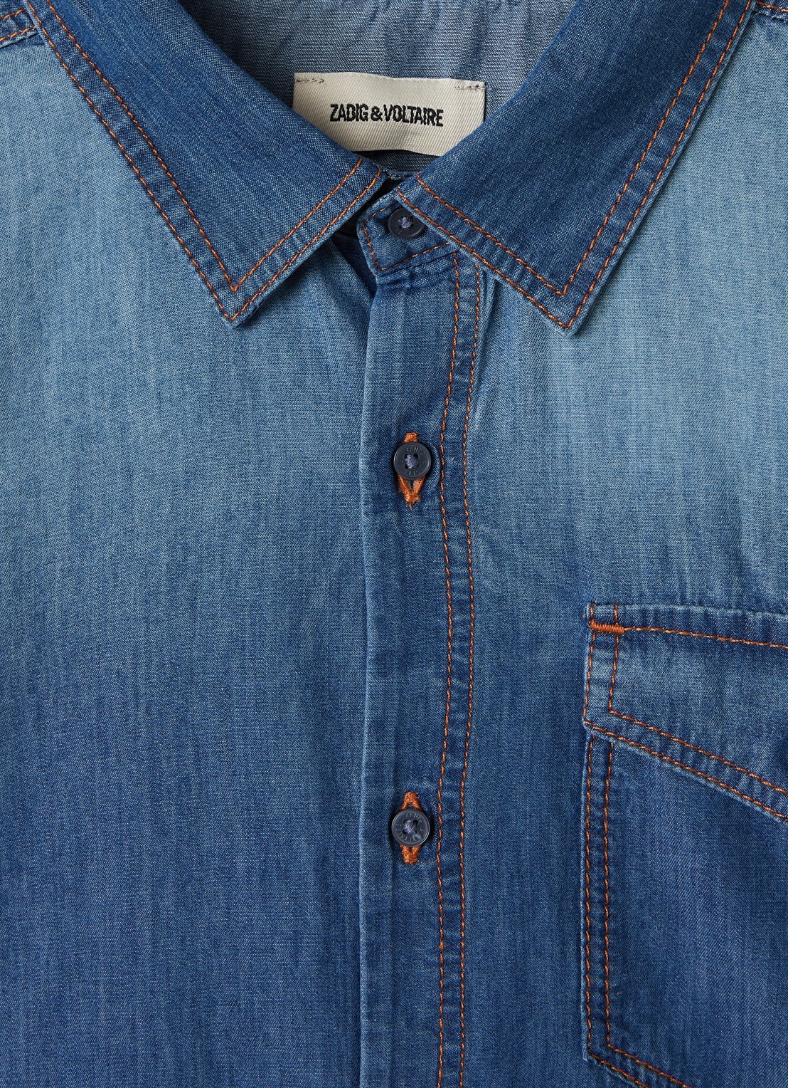 Zadig&Voltaire Blouse van chambray met backprint - detail 3 indigo