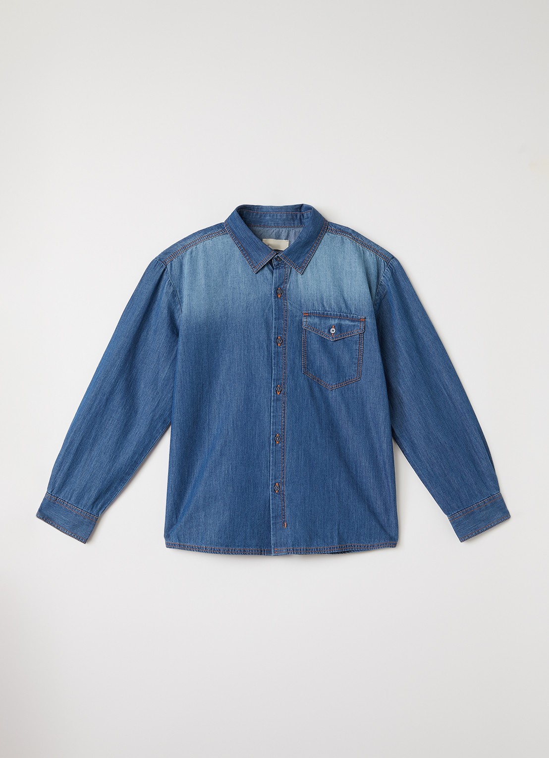 Zadig&Voltaire Blouse van chambray met backprint - voorkant indigo