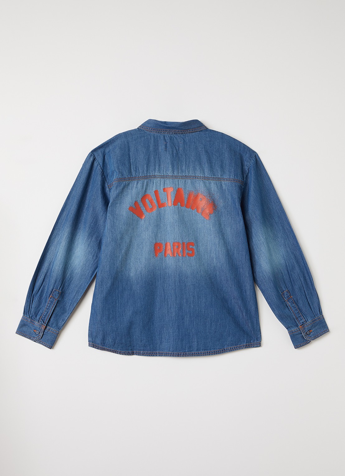 Zadig&Voltaire Blouse van chambray met backprint - voorkant 2 indigo