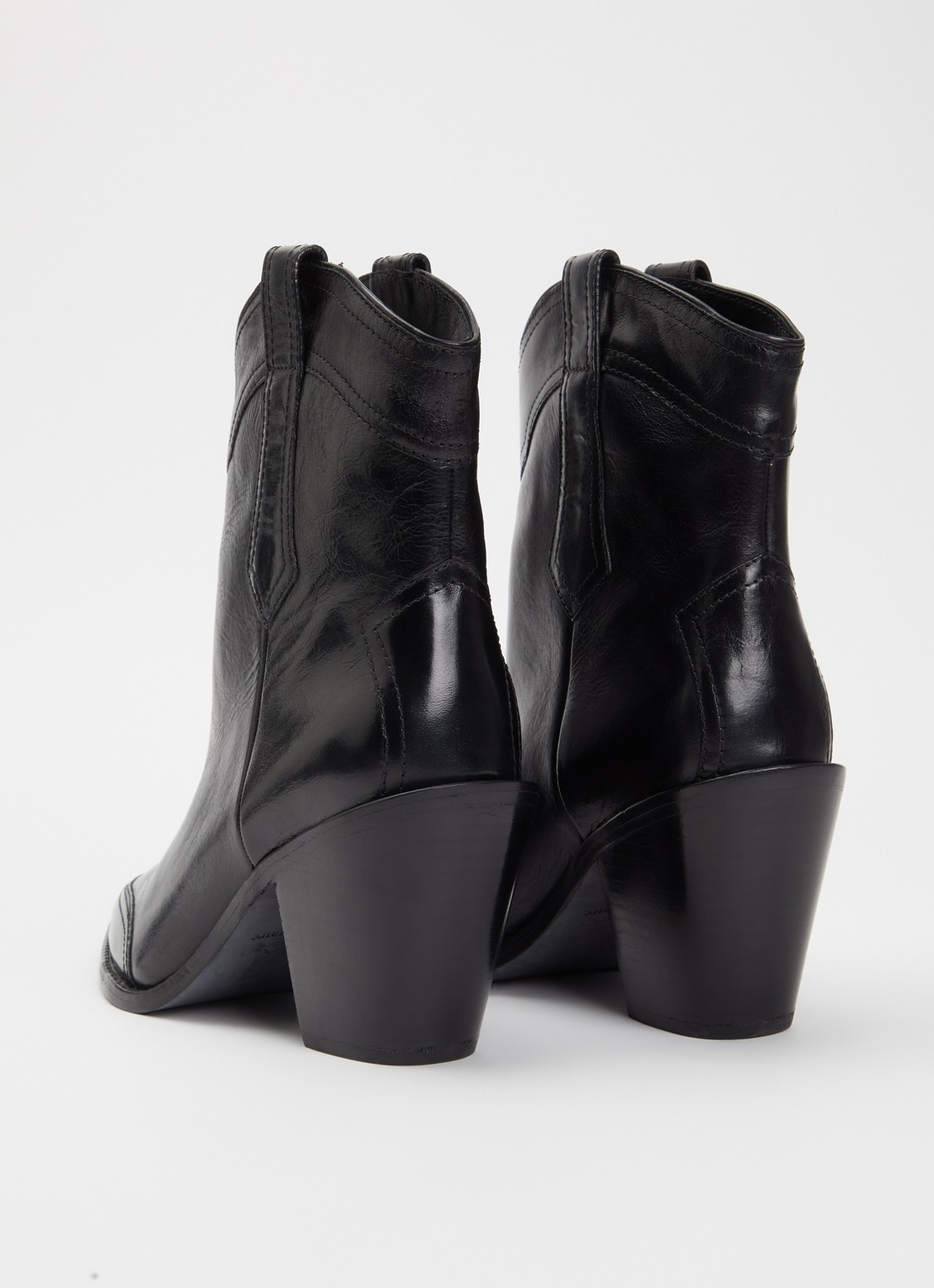 Zadig&Voltaire Cara cowboylaars van leer met doorgestikte details - achterkant zwart