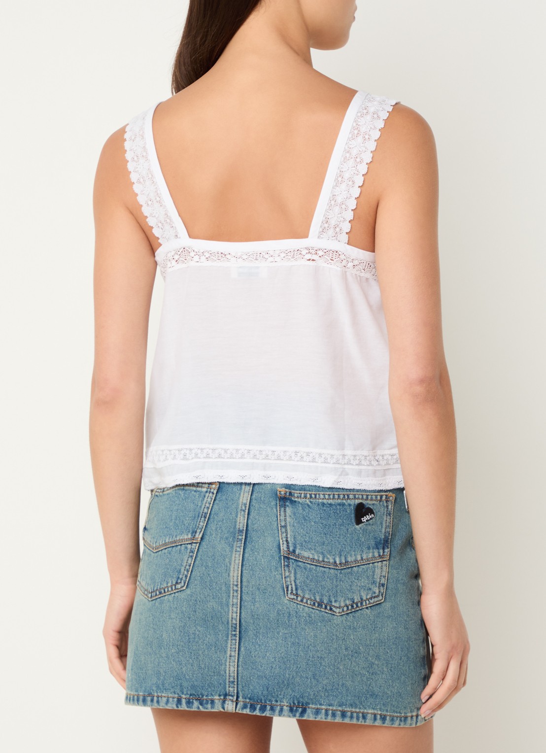Zadig&Voltaire Celite crop top met details van kant - achterkant 3 gebroken wit