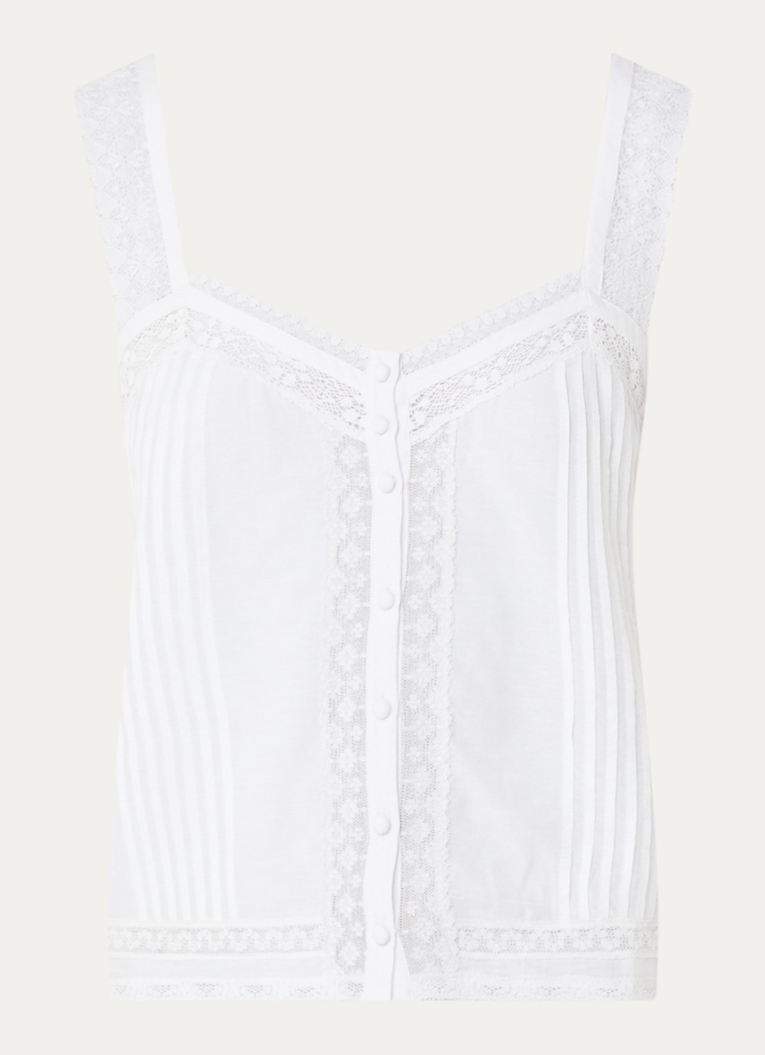 Zadig&Voltaire Celite crop top met details van kant - voorkant gebroken wit