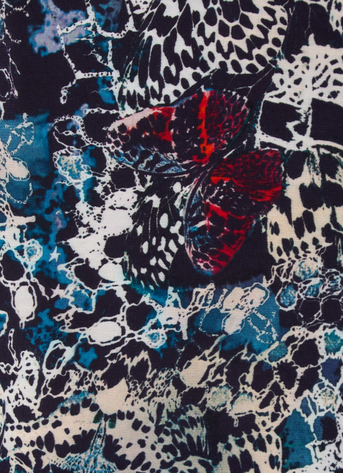 Zadig&Voltaire Christy spaghettitop met print en details van kant - detail 2 donkerblauw