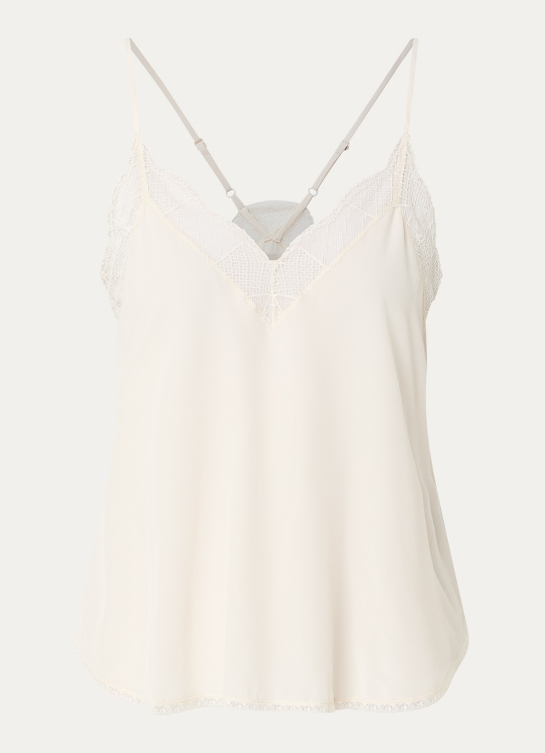 Zadig&Voltaire Christy top van zijde met details van kant - voorkant 3 gebroken wit