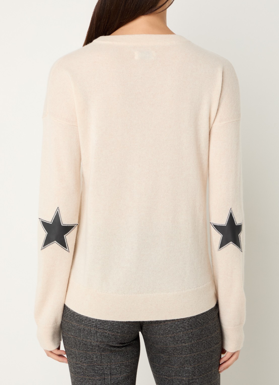 Zadig&Voltaire Cici fijngebreide trui van kasjmier met details van schapenleer - achterkant 4 creme