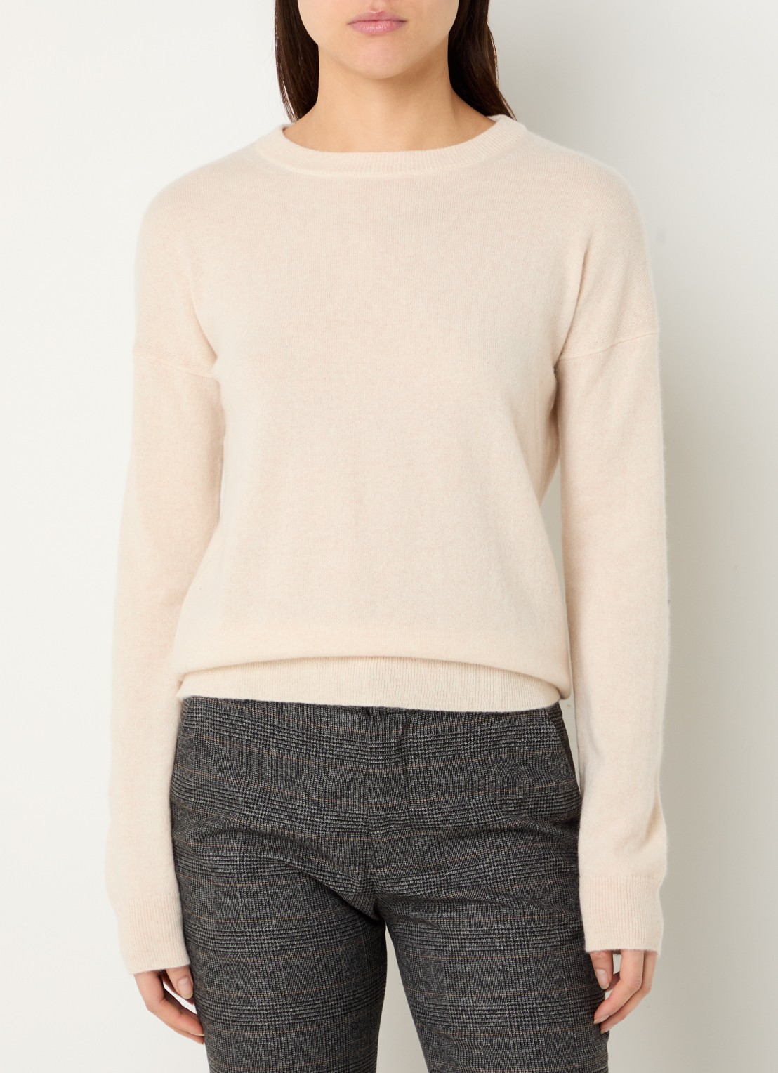 Zadig&Voltaire Cici fijngebreide trui van kasjmier met details van schapenleer - detail 3 creme