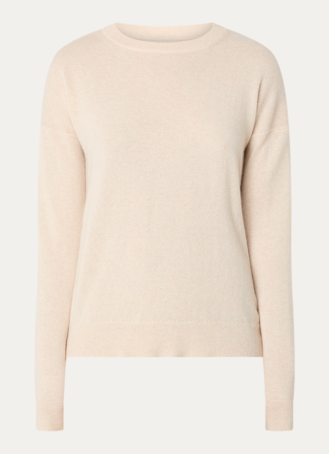 Zadig&Voltaire Cici fijngebreide trui van kasjmier met details van schapenleer - voorkant creme