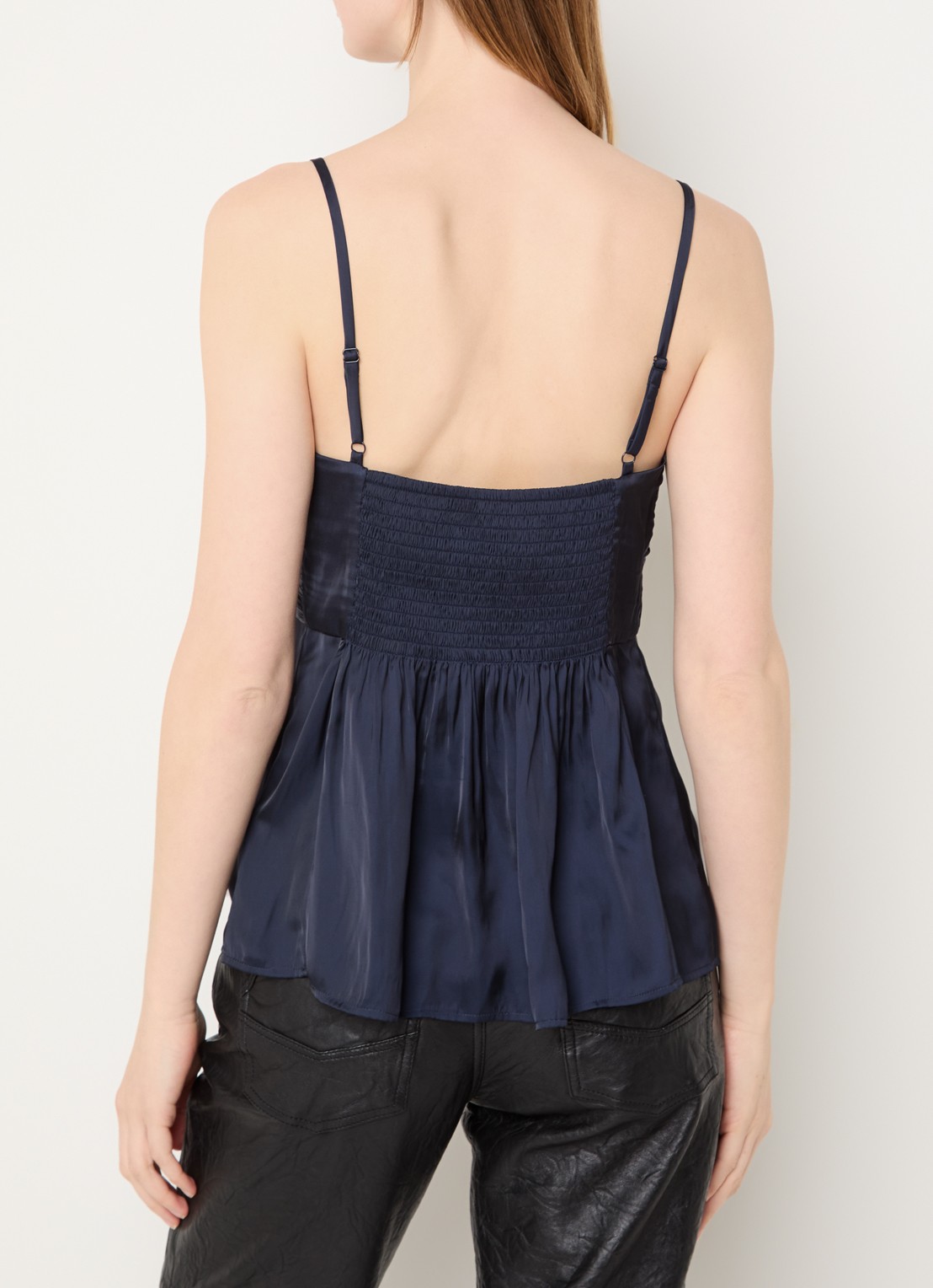 Zadig&Voltaire Cippie top van satijn - achterkant zalmroze