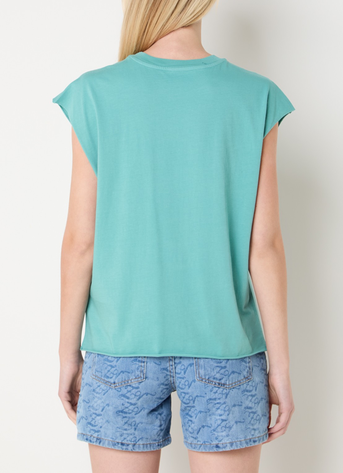 Zadig&Voltaire Cloe Cascade T-shirt met print en strass - achterkant 4 turquoise