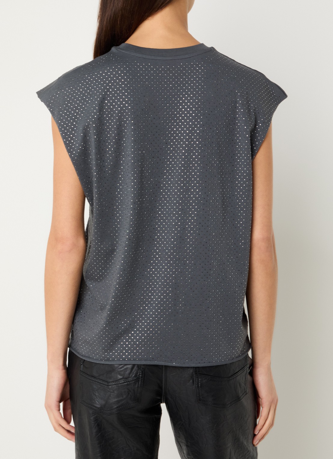 Zadig&Voltaire Cloe mouwloze top met strass - achterkant 4 middengrijs