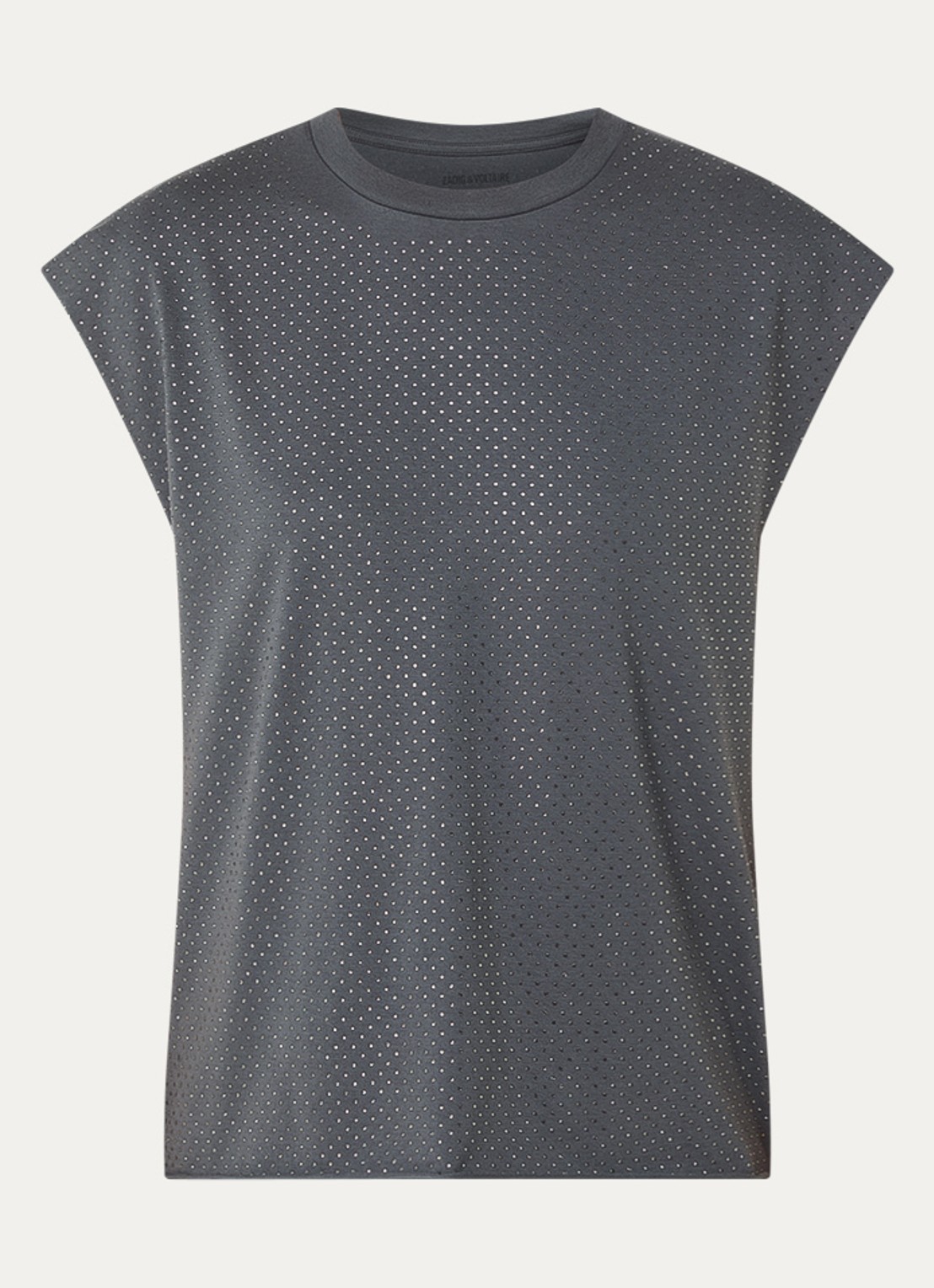 Zadig&Voltaire Cloe mouwloze top met strass - voorkant 2 middengrijs