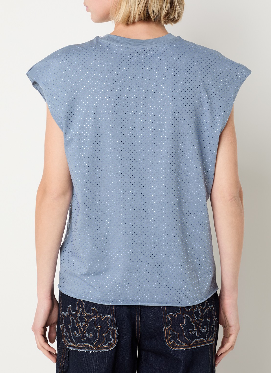 Zadig&Voltaire Cloe mouwloze top met strass - achterkant 4 staalblauw