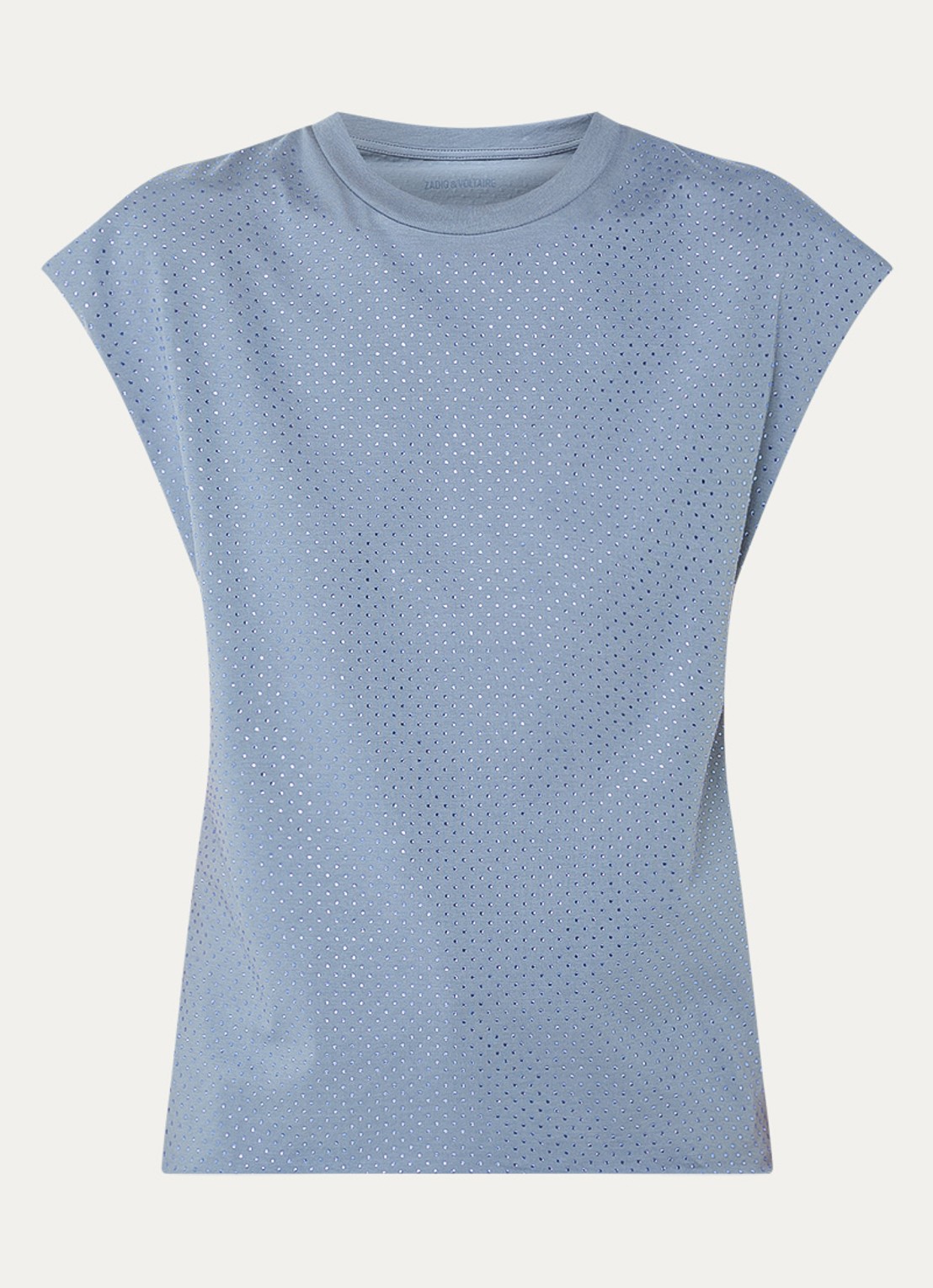 Zadig&Voltaire Cloe mouwloze top met strass - voorkant staalblauw