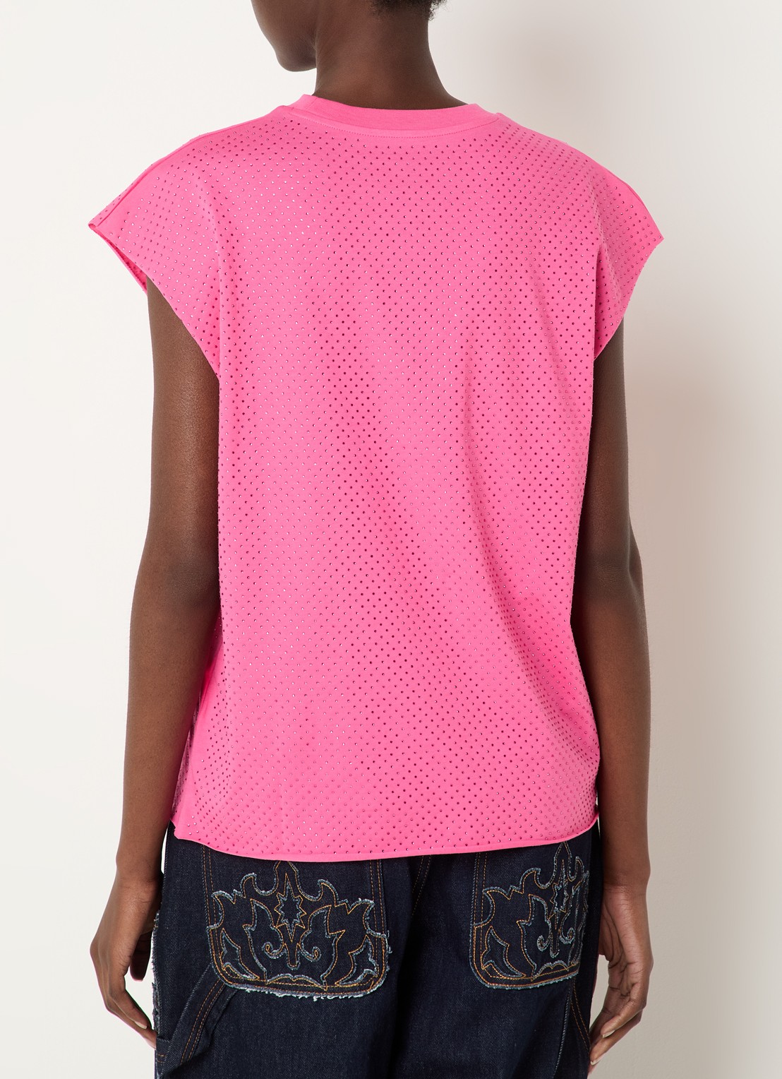 Zadig&Voltaire Cloe mouwloze top met strass - achterkant fuchsia