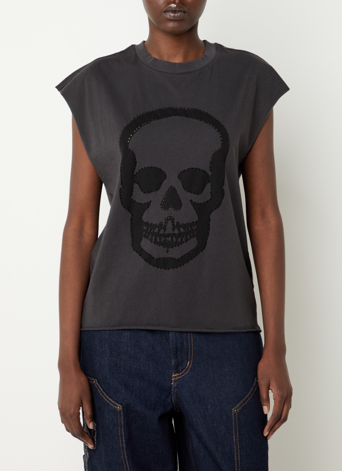 Zadig&Voltaire Cloe T-shirt met print en strass - detail 3 donkergrijs
