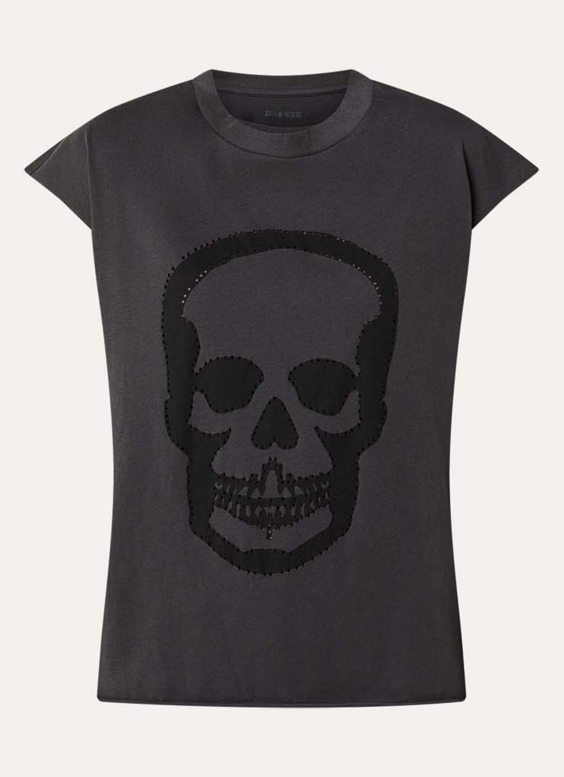 Zadig&Voltaire Cloe T-shirt met print en strass - voorkant donkergrijs