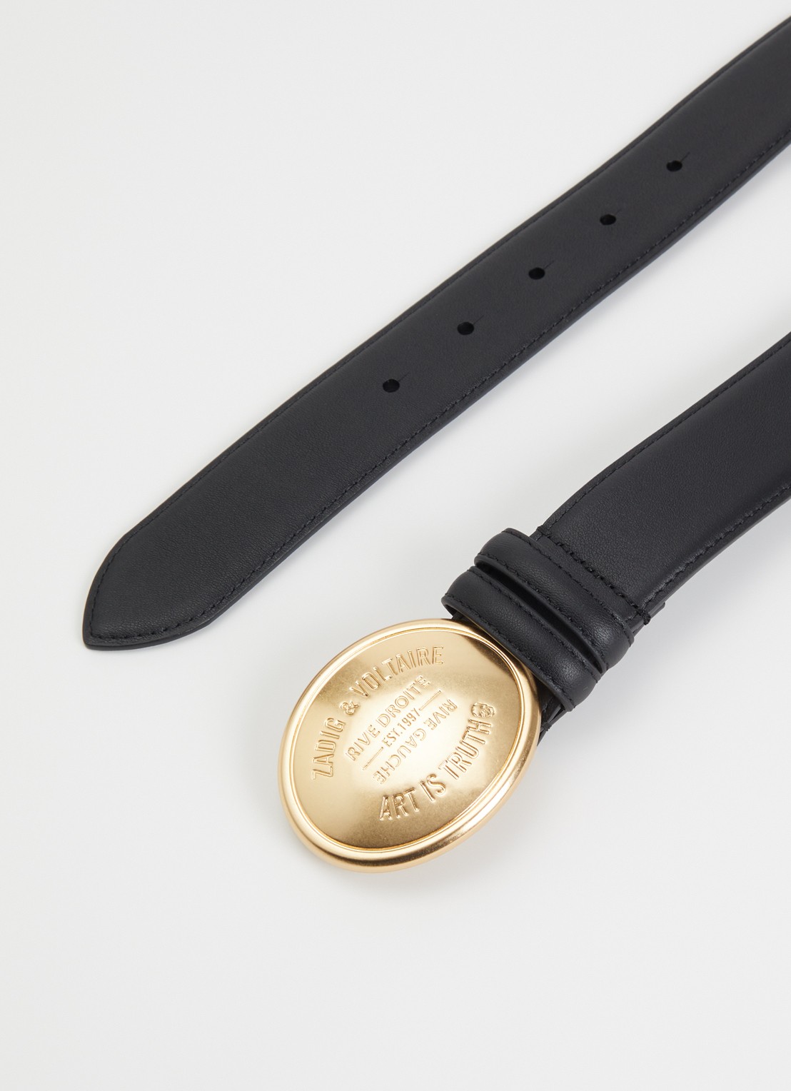 Zadig&Voltaire Colter riem van leer - voorkant 2 zwart