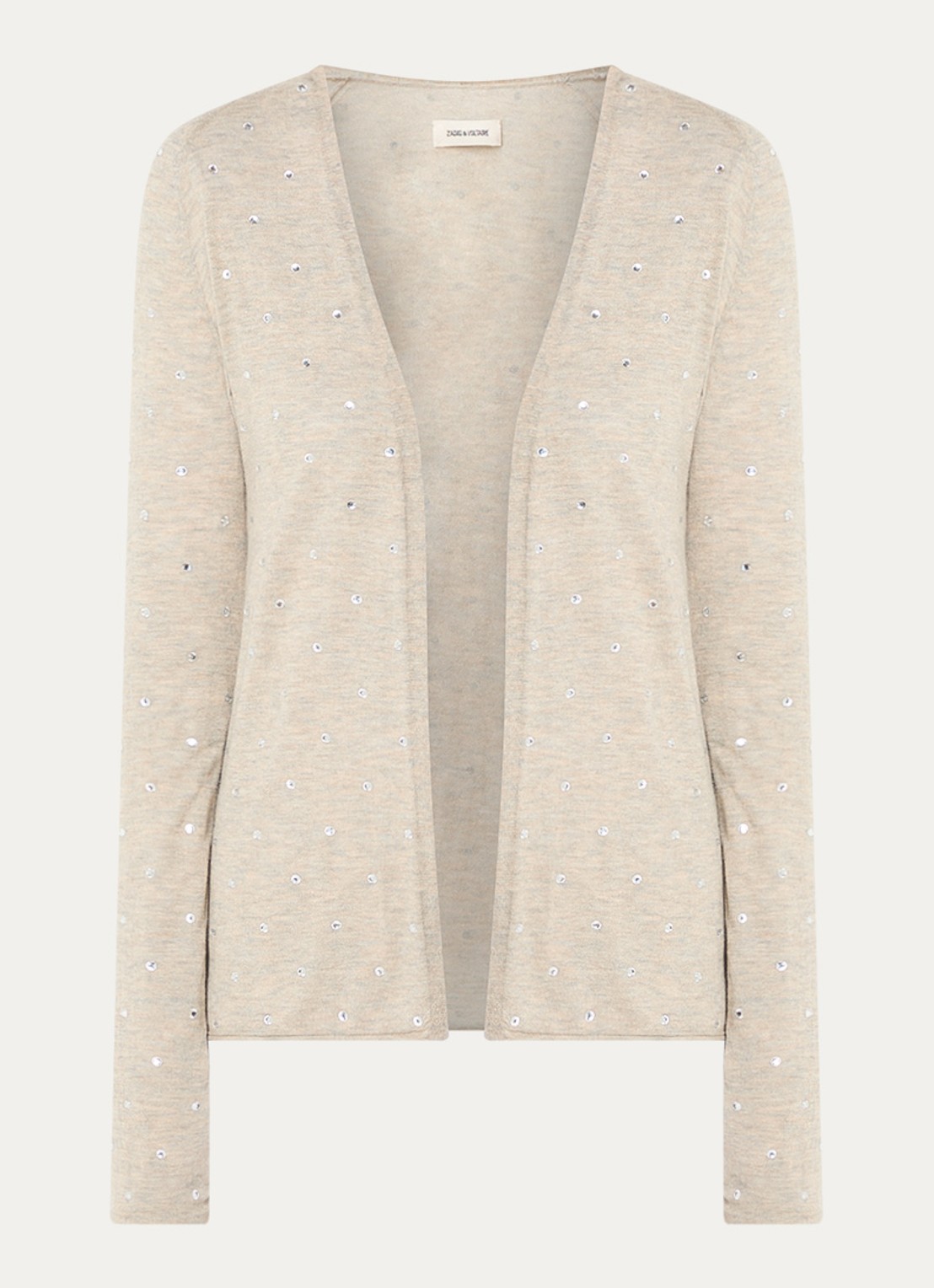 Zadig&Voltaire Daffy fijngebreid vest van kasjmier met strass - voorkant 3 beige