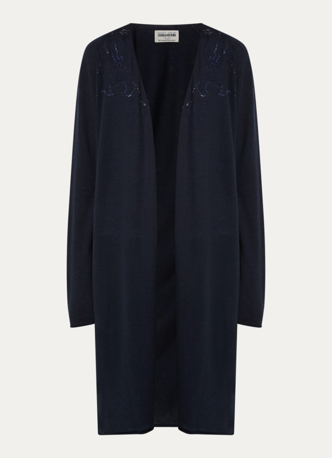Zadig&Voltaire Daffy fijngebreid vest van kasjmier met strass - voorkant 3 donkerblauw