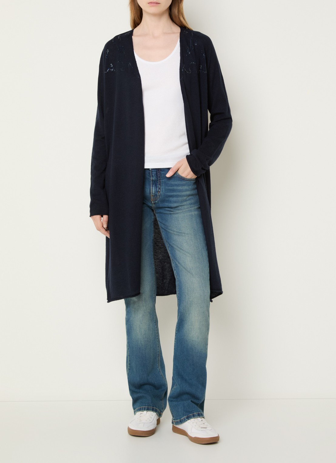 Zadig&Voltaire Daffy fijngebreid vest van kasjmier met strass - voorkant 4 donkerblauw