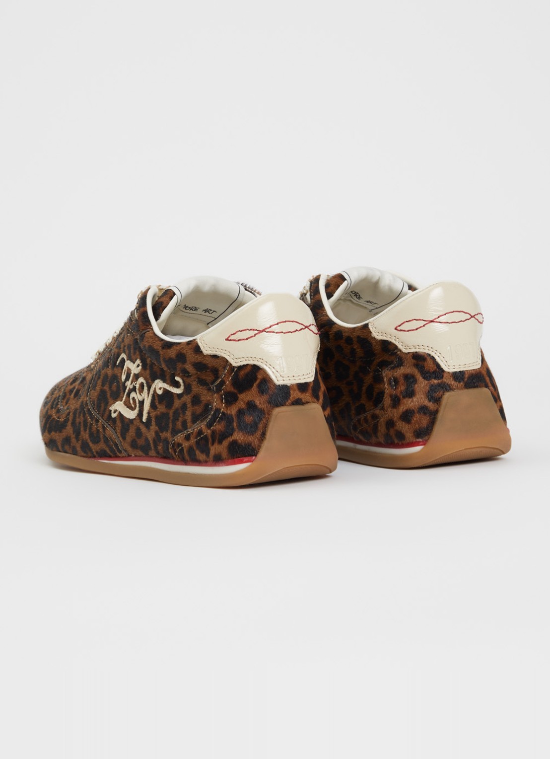 Zadig&Voltaire Dance Leo Pony sneaker van leer met panterprint - achterkant 5 camel