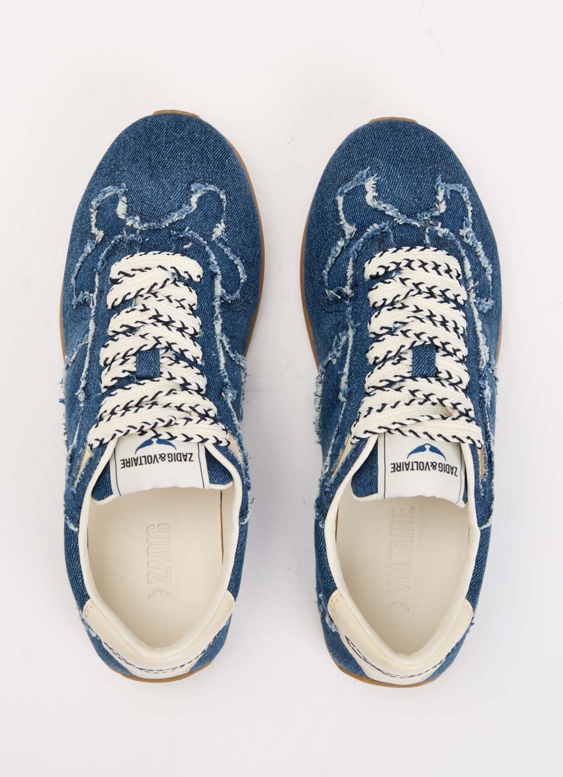 Zadig&Voltaire Dance sneaker van denim met details van leer - detail 4 donkerblauw