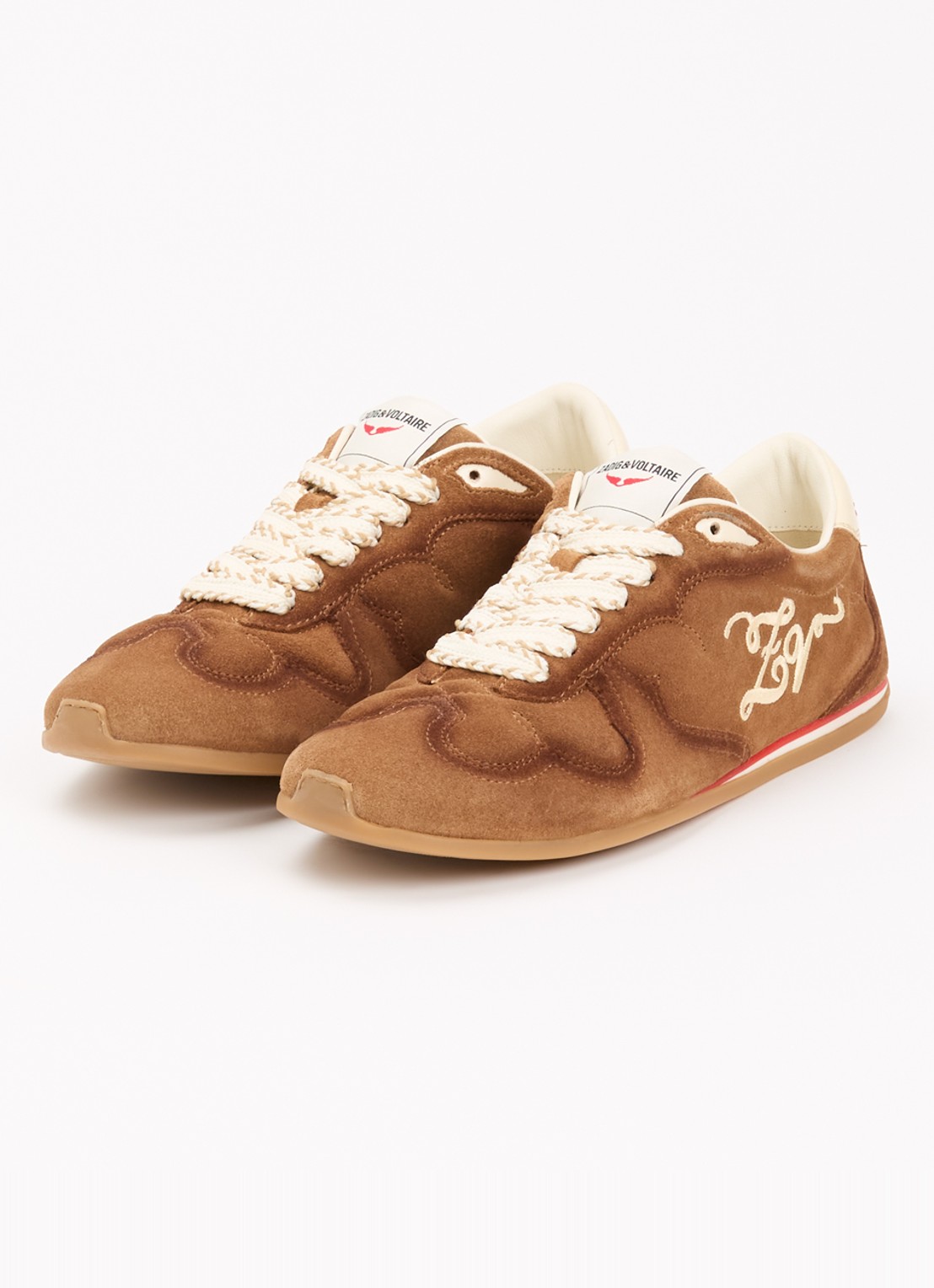 Zadig&Voltaire Dance sneaker van suède - detail 2 cognac
