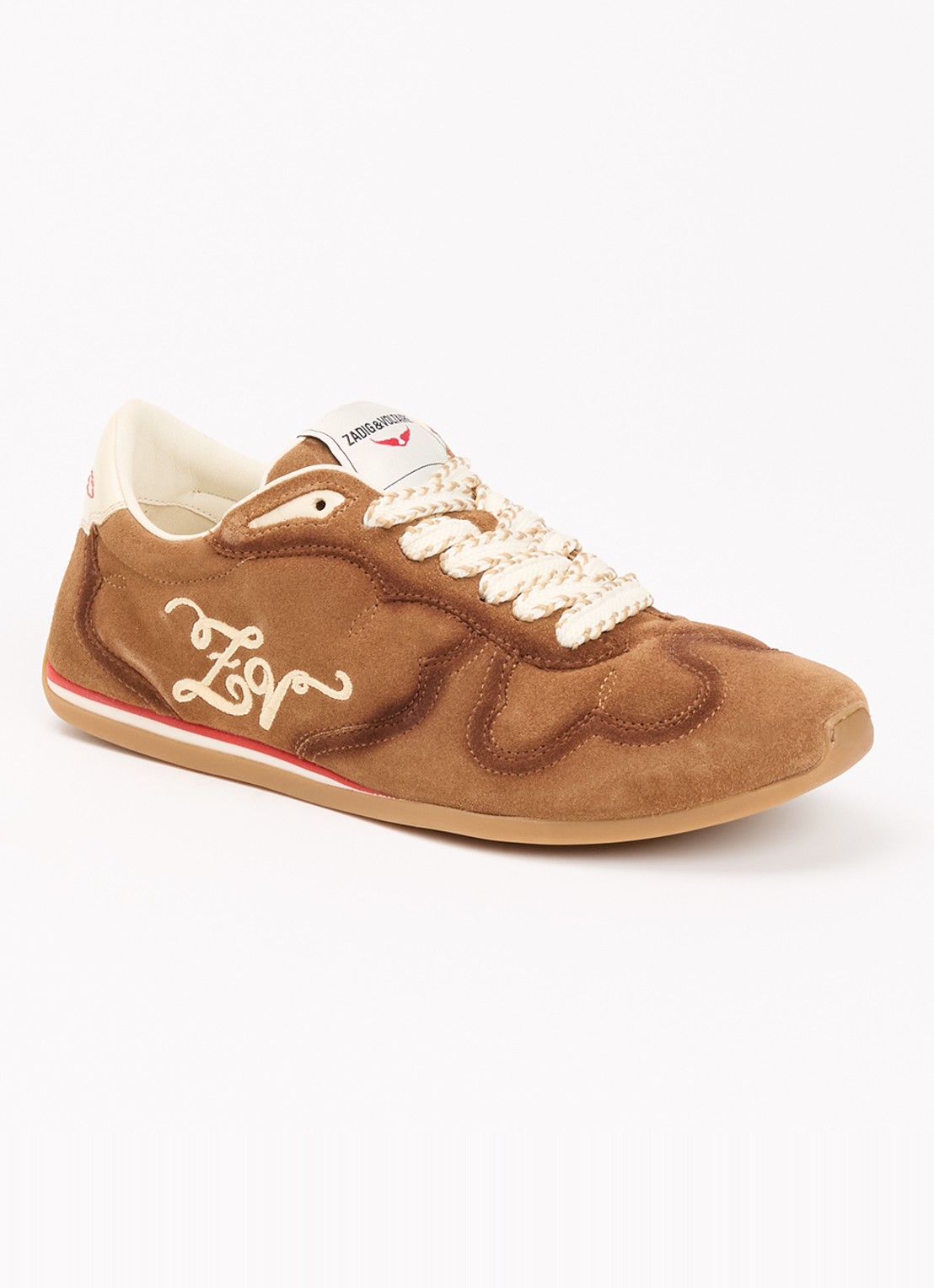 Zadig&Voltaire Dance sneaker van suède - voorkant 5 cognac