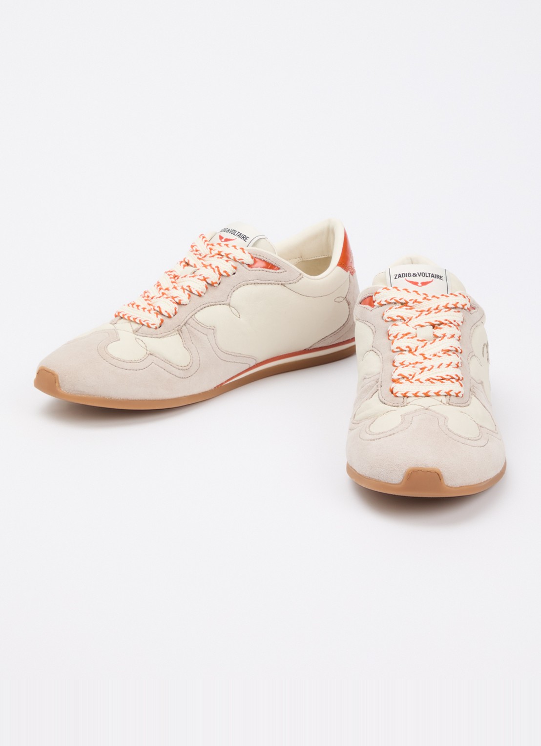 Zadig&Voltaire Dance Vintage sneaker va leer met details van suède - detail 2 creme