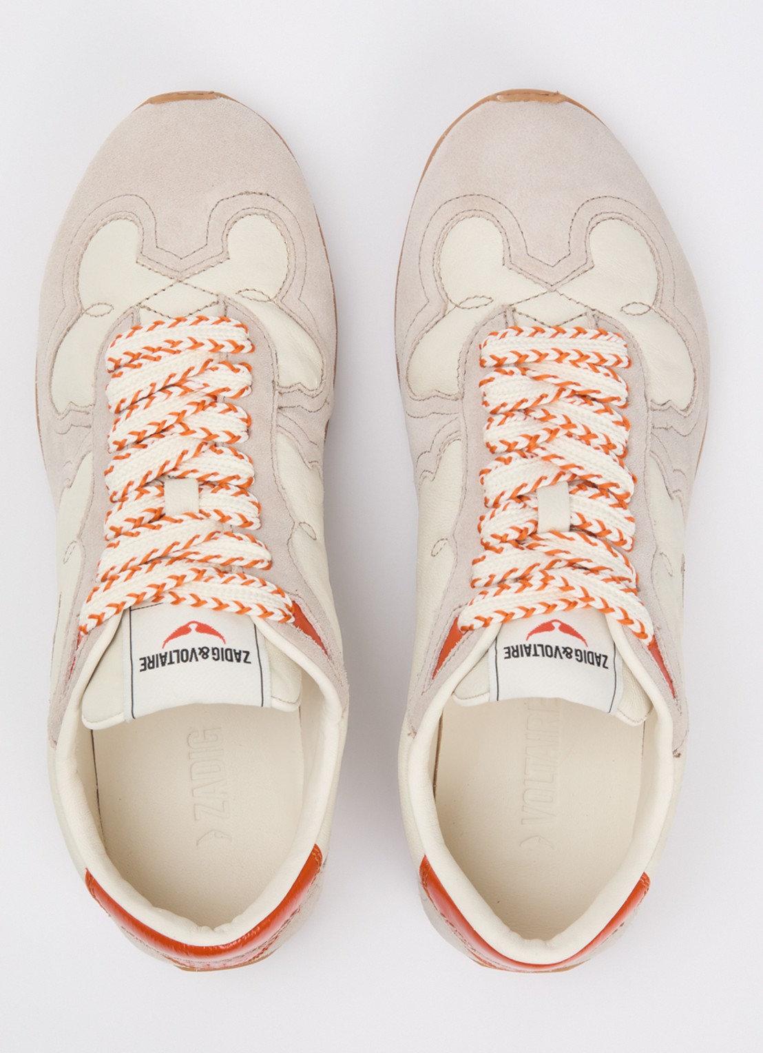 Zadig&Voltaire Dance Vintage sneaker van leer met details van suède - detail 4 creme
