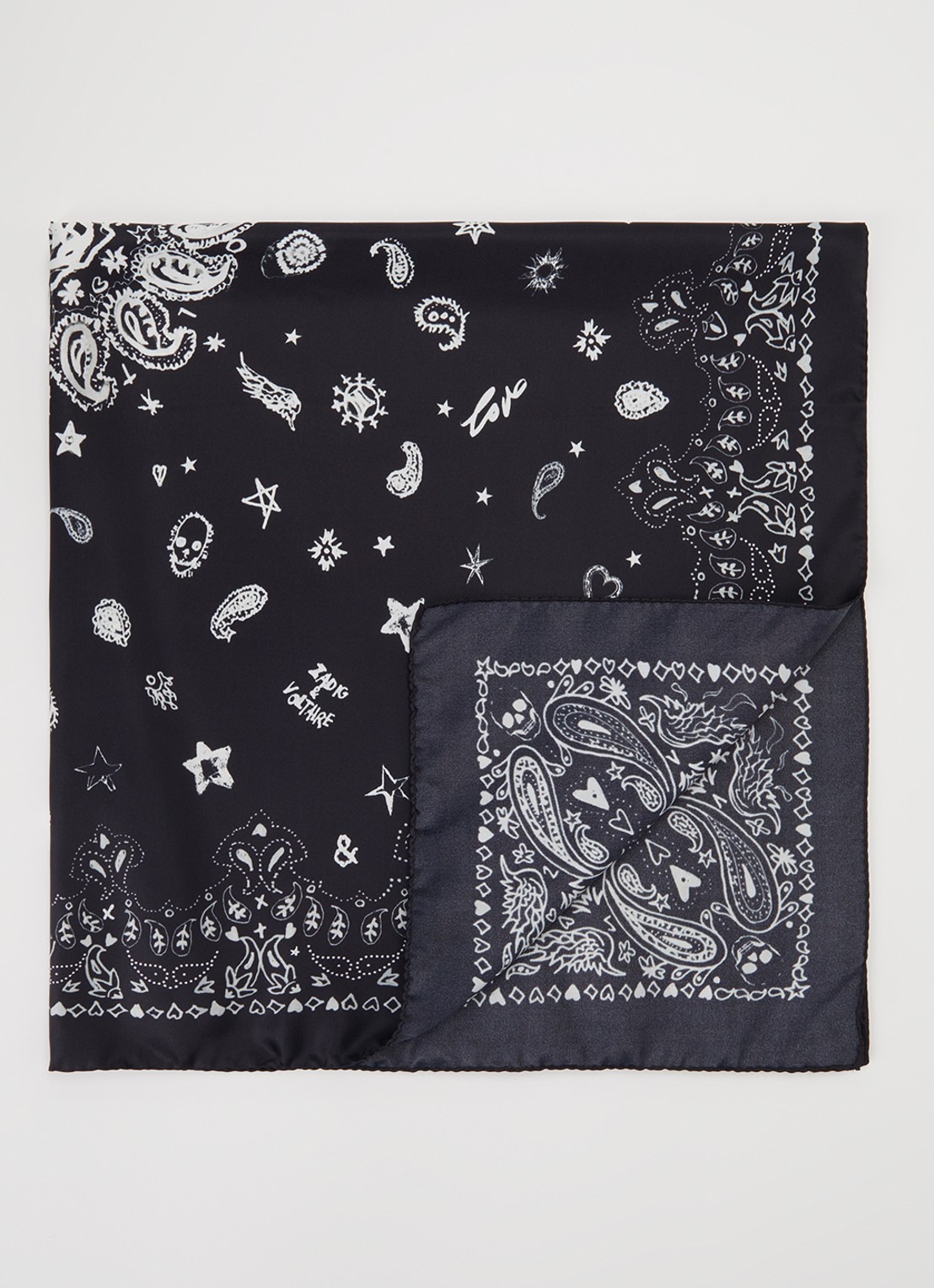 Zadig&Voltaire Debbie 85 sjaal in zijdeblend 85 x 85 cm - voorkant zwart