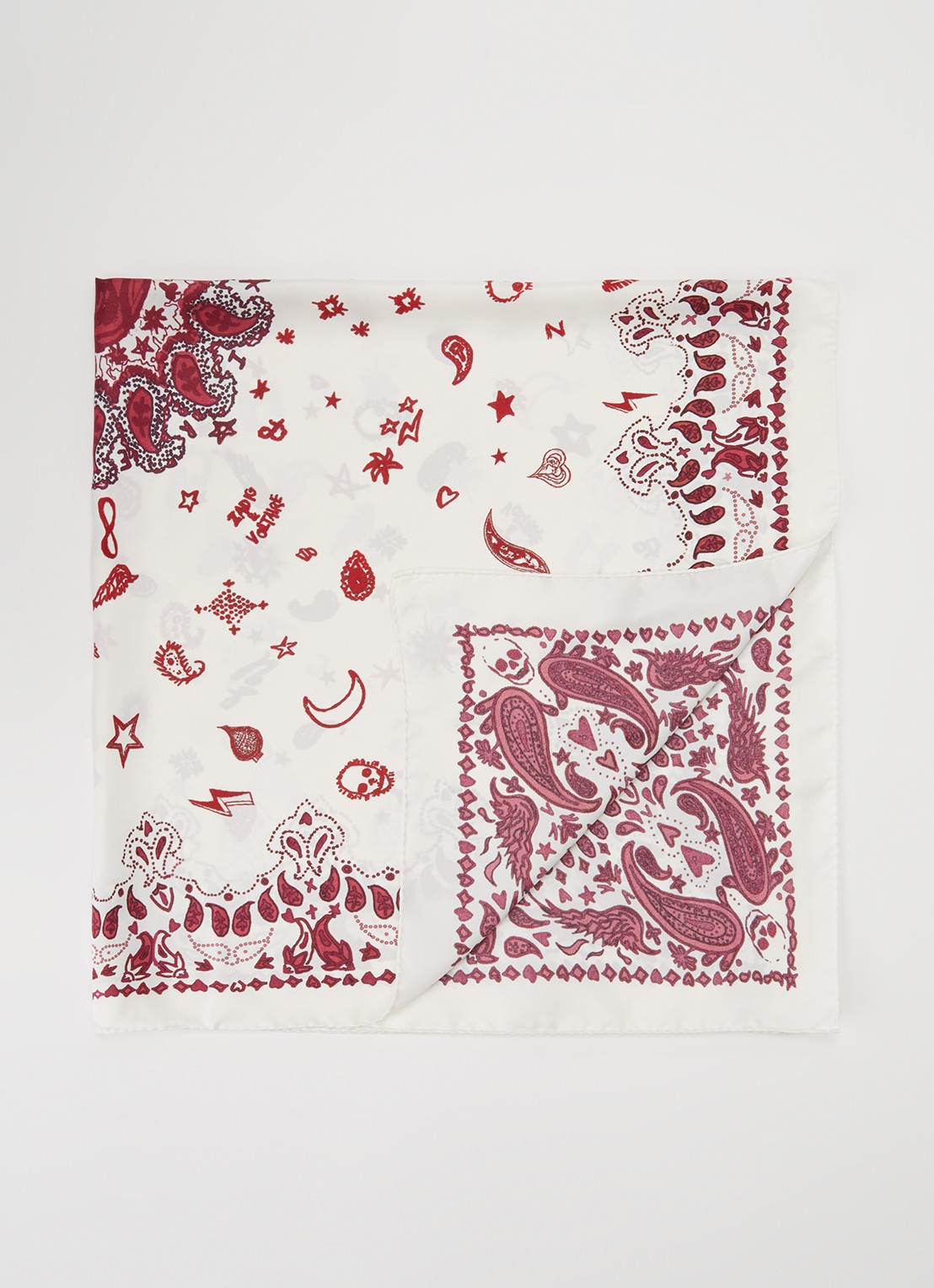 Zadig&Voltaire Debbie 85 sjaal in zijdeblend 85 x 85 cm - voorkant wit