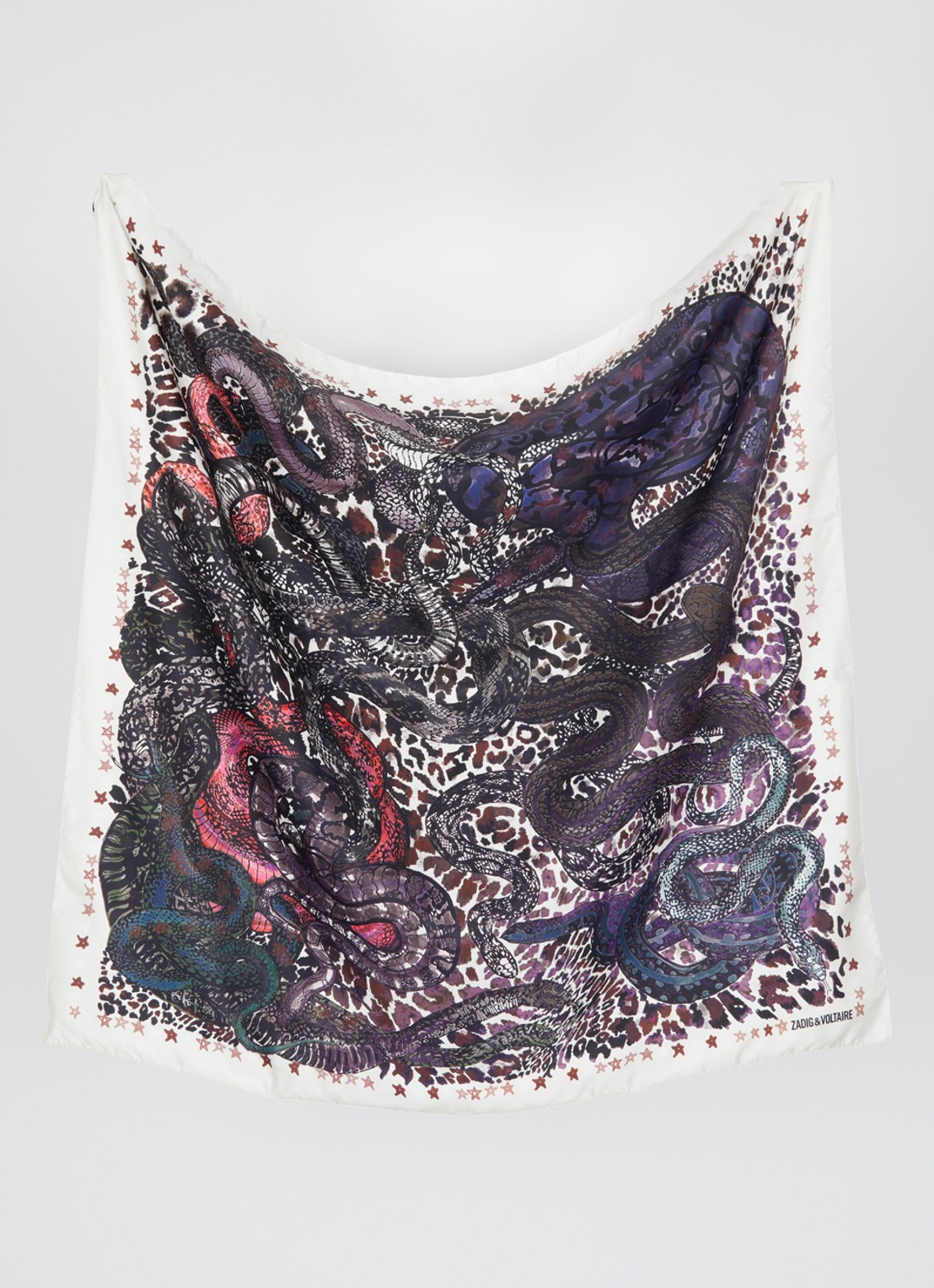 Zadig&Voltaire Debbie 85 Snake sjaal in zijdeblend 85 x 85 cm - detail 2 gebroken wit