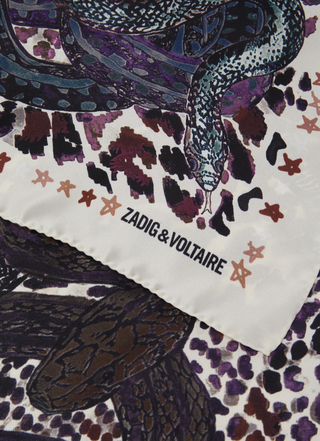 Zadig&Voltaire Debbie 85 Snake sjaal in zijdeblend 85 x 85 cm - detail 3 gebroken wit